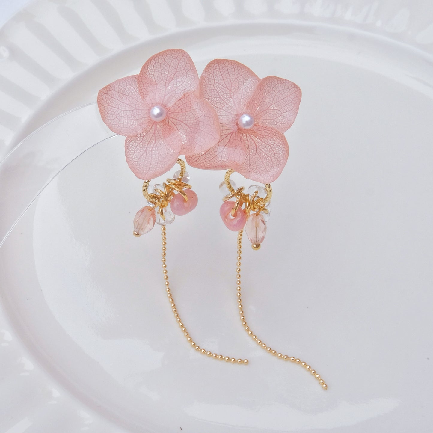 【夏セール10%off】2way 14kgf 紫陽花ピアス ドライフラワー レジンピアス sv925製ピアスポスト アレルギー対応 うるうる ゆらゆら