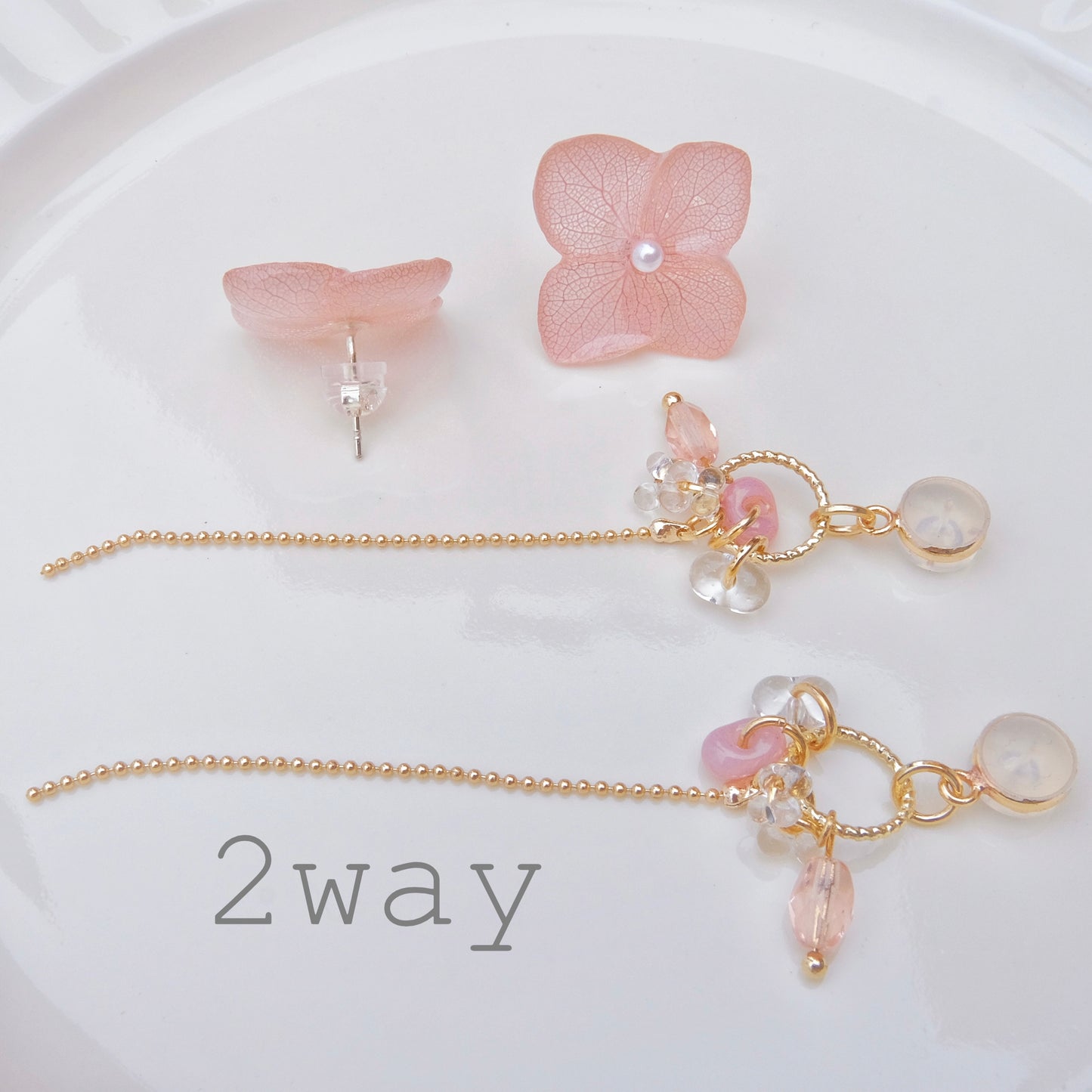 【夏セール10%off】2way 14kgf 紫陽花ピアス ドライフラワー レジンピアス sv925製ピアスポスト アレルギー対応 うるうる ゆらゆら