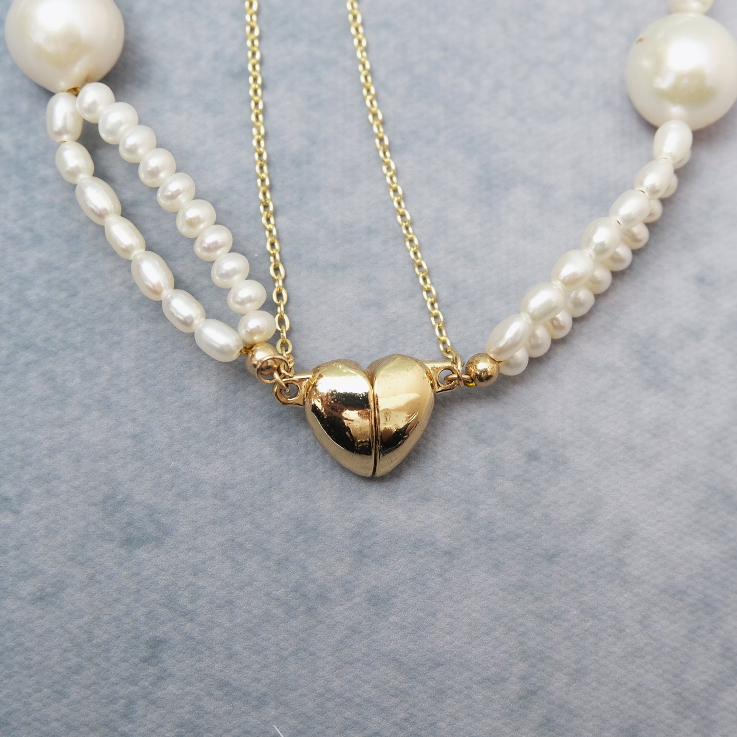 「輝きと優雅さ」淡水バロックパールブレスレット<落下防止チェーンつき>