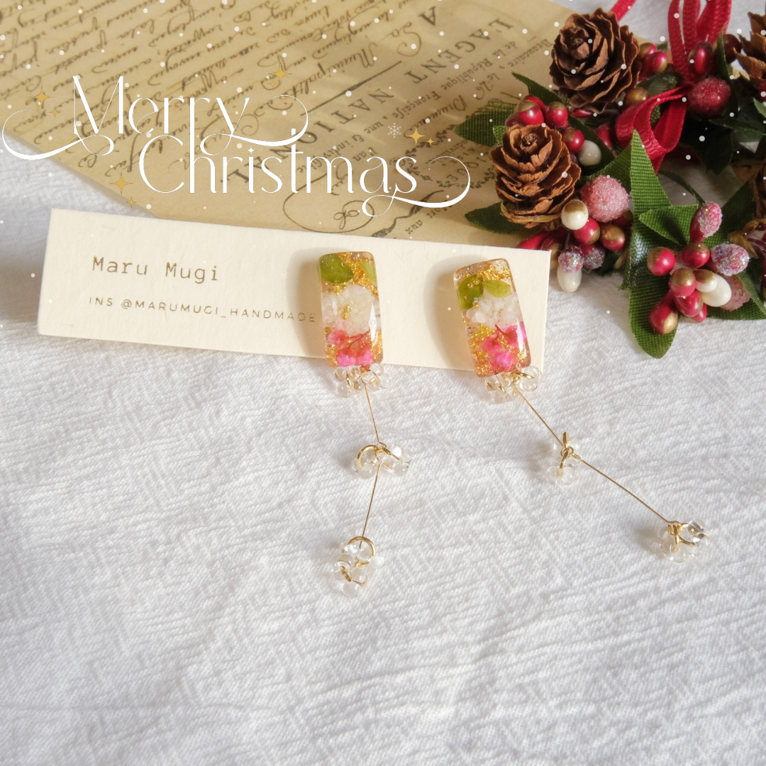 現品 「花と雫」ピアス(イヤリングにも変更可)