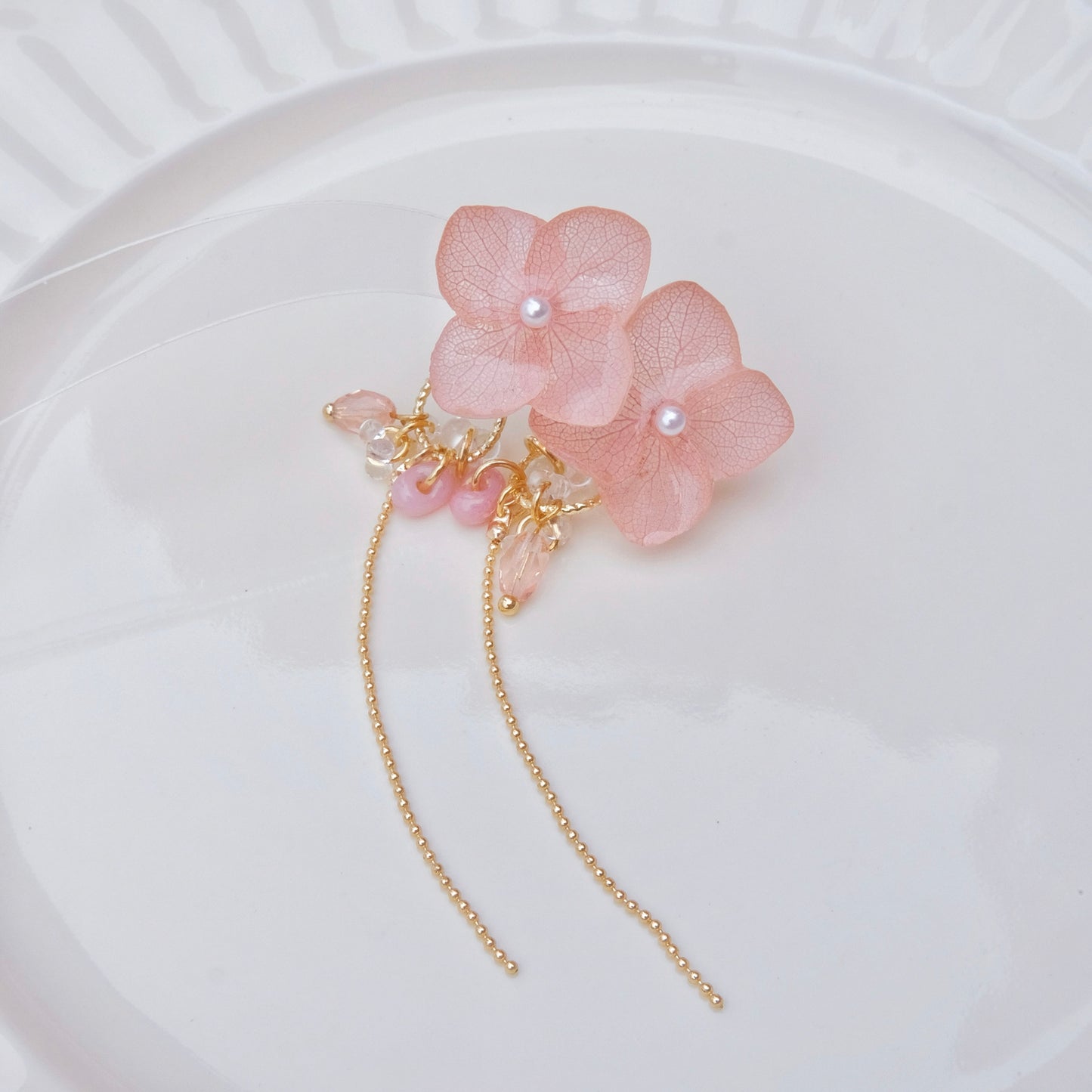 【夏セール10%off】2way 14kgf 紫陽花ピアス ドライフラワー　レジンピアス sv925製ピアスポスト アレルギー対応 うるうる ゆらゆら
