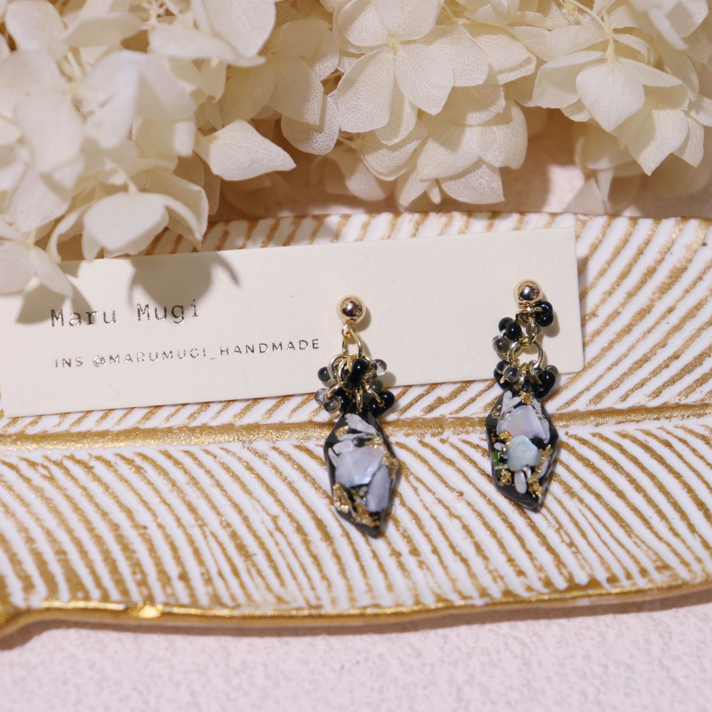 現品「夕凪」ロングピアス（イヤリングにも変更可）