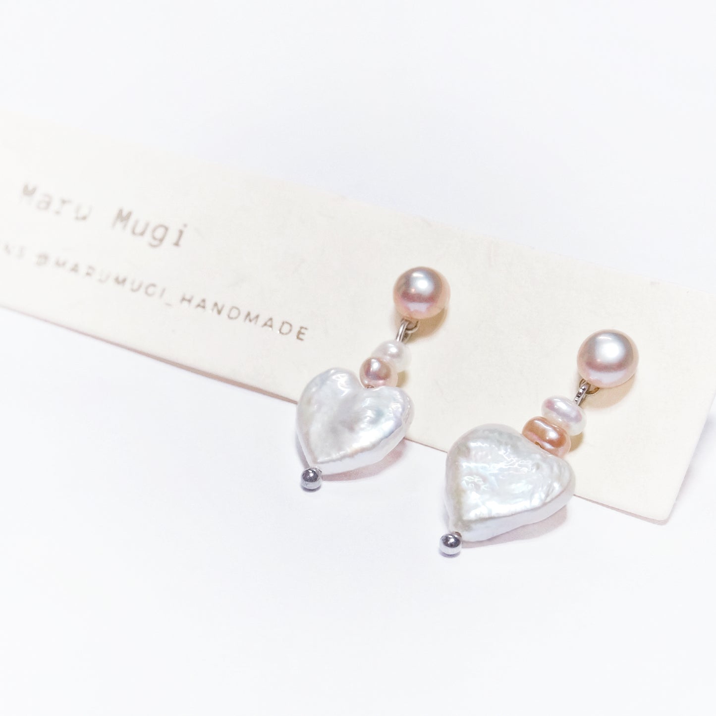 ちょー優しい\ ♥ハート/ 天然淡水パールピアス･イヤリング交換可 雰囲気 上品 アレルギー対応
