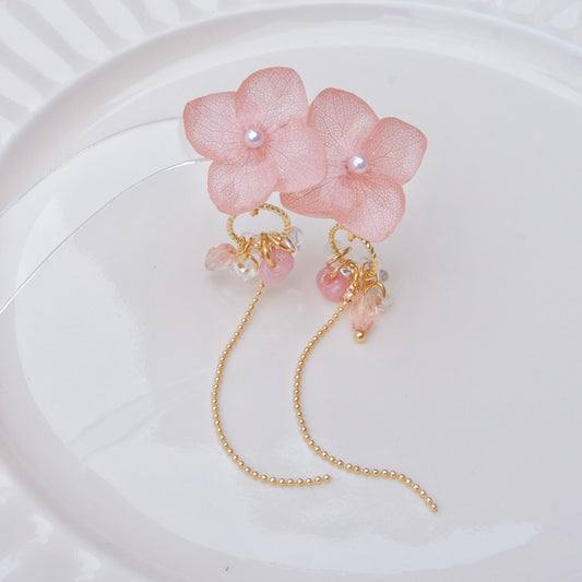 【夏セール10%off】2way 14kgf 紫陽花ピアス ドライフラワー　レジンピアス sv925製ピアスポスト アレルギー対応 うるうる ゆらゆら