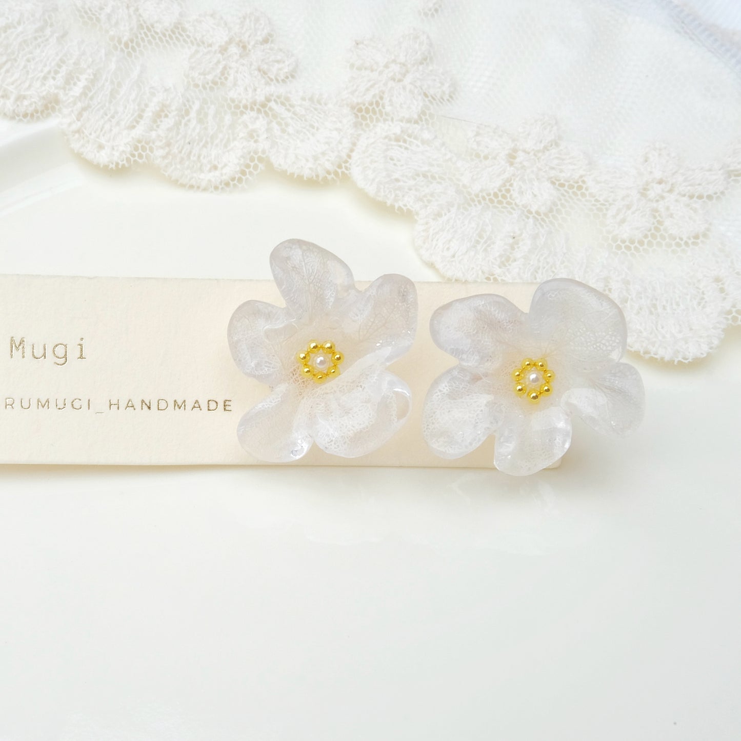 【夏セール10%off】透明感 風そよぐ紫陽花 ×しずく［2wayロングピアス・イヤリング交換可］