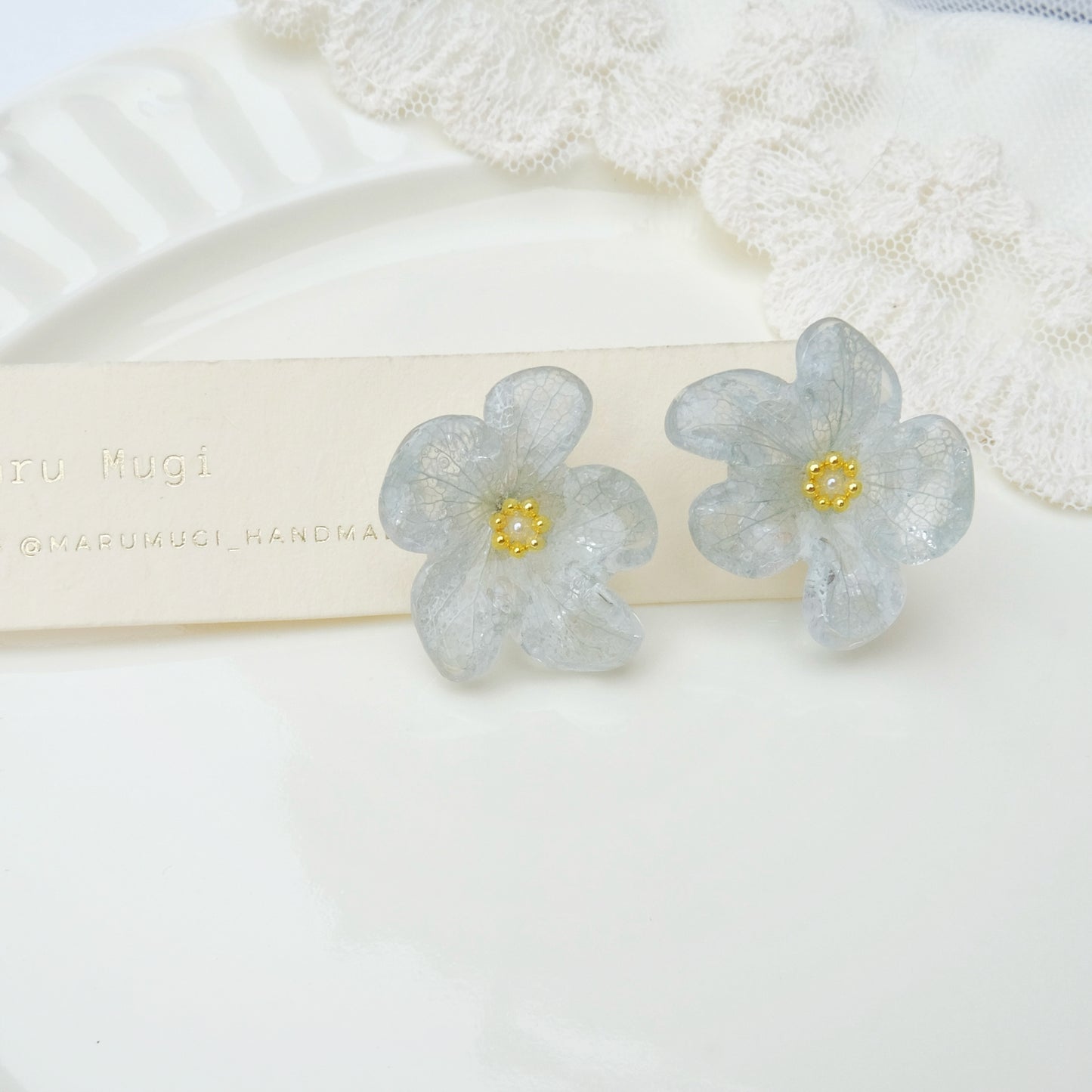 【夏セール10%off】透明感 風そよぐ紫陽花 ×しずく［2wayロングピアス・イヤリング交換可］