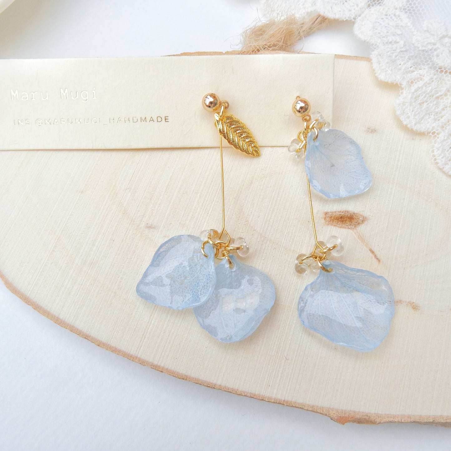 【夏🧊セール10%off】14kgf🩵風に揺れる水色の紫陽花ピアス・イヤリング交換可 ふんわり