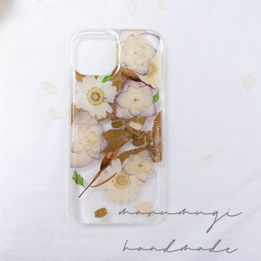 「秋」本物のお花スマホケース　現品　