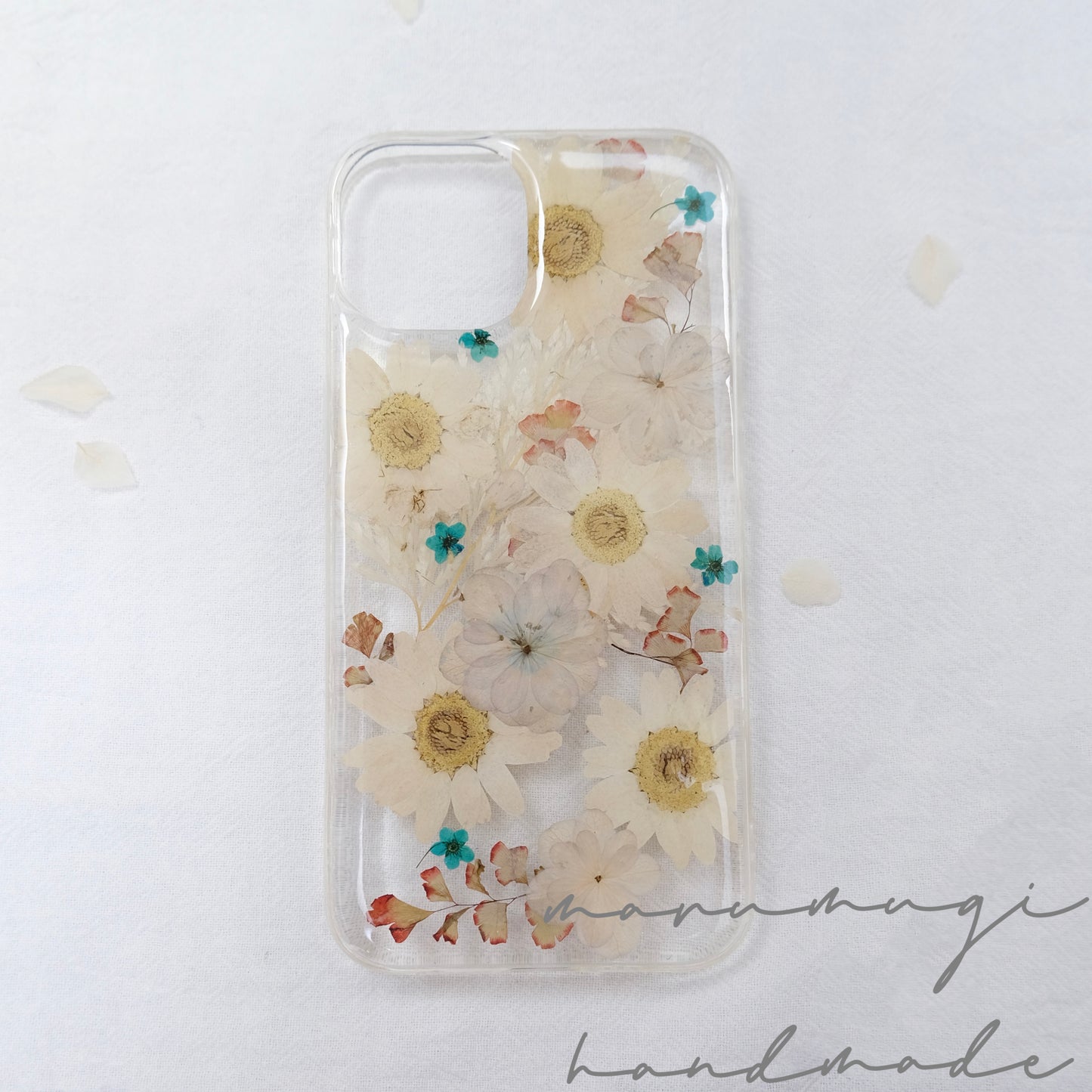 「勿忘草」本物のお花スマホケース　現品　