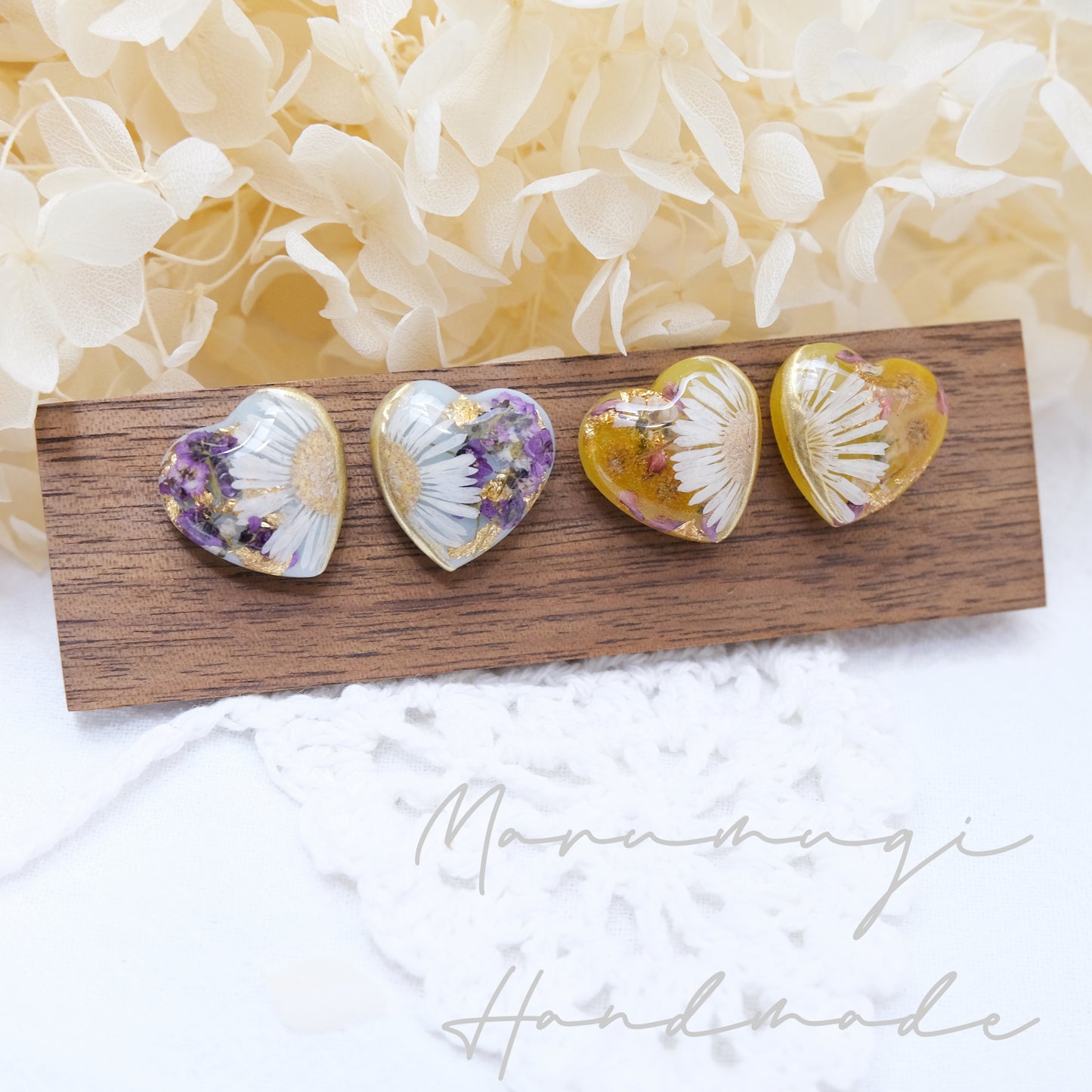 現品「デイジー×ハート♡」ピアス（イヤリングにも変更可）