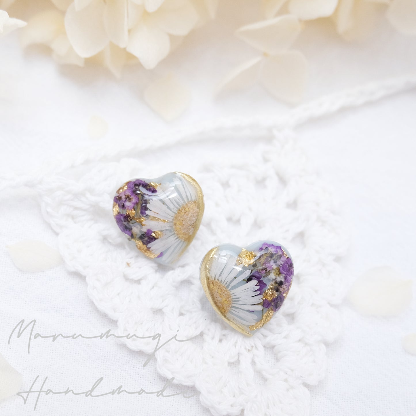 現品「デイジー×ハート♡」ピアス（イヤリングにも変更可）