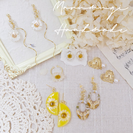 「雛菊🌼のささやき」第一弾　リング・ピアス（イヤリングにも変更可）