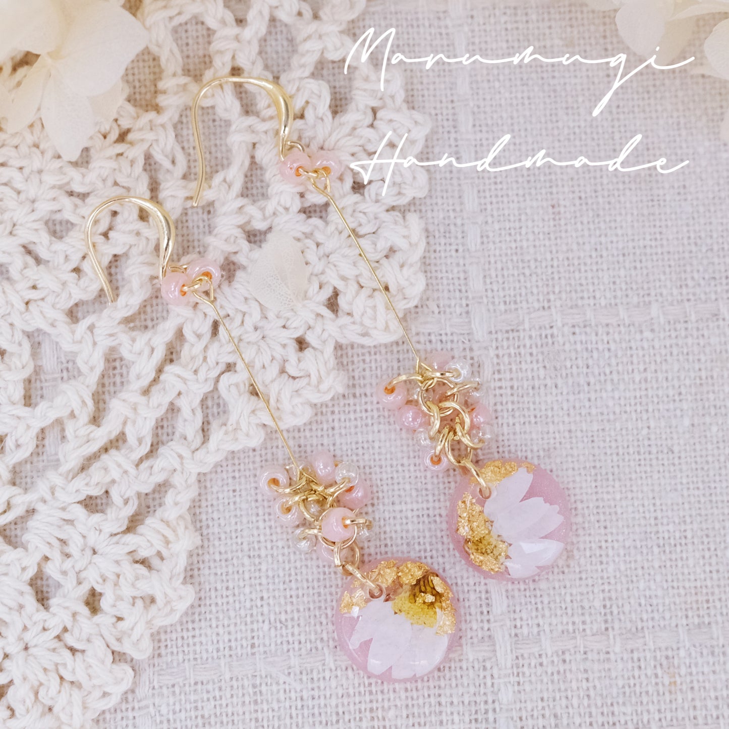 現品「ゆらゆら フラワー×レジン」ピアス