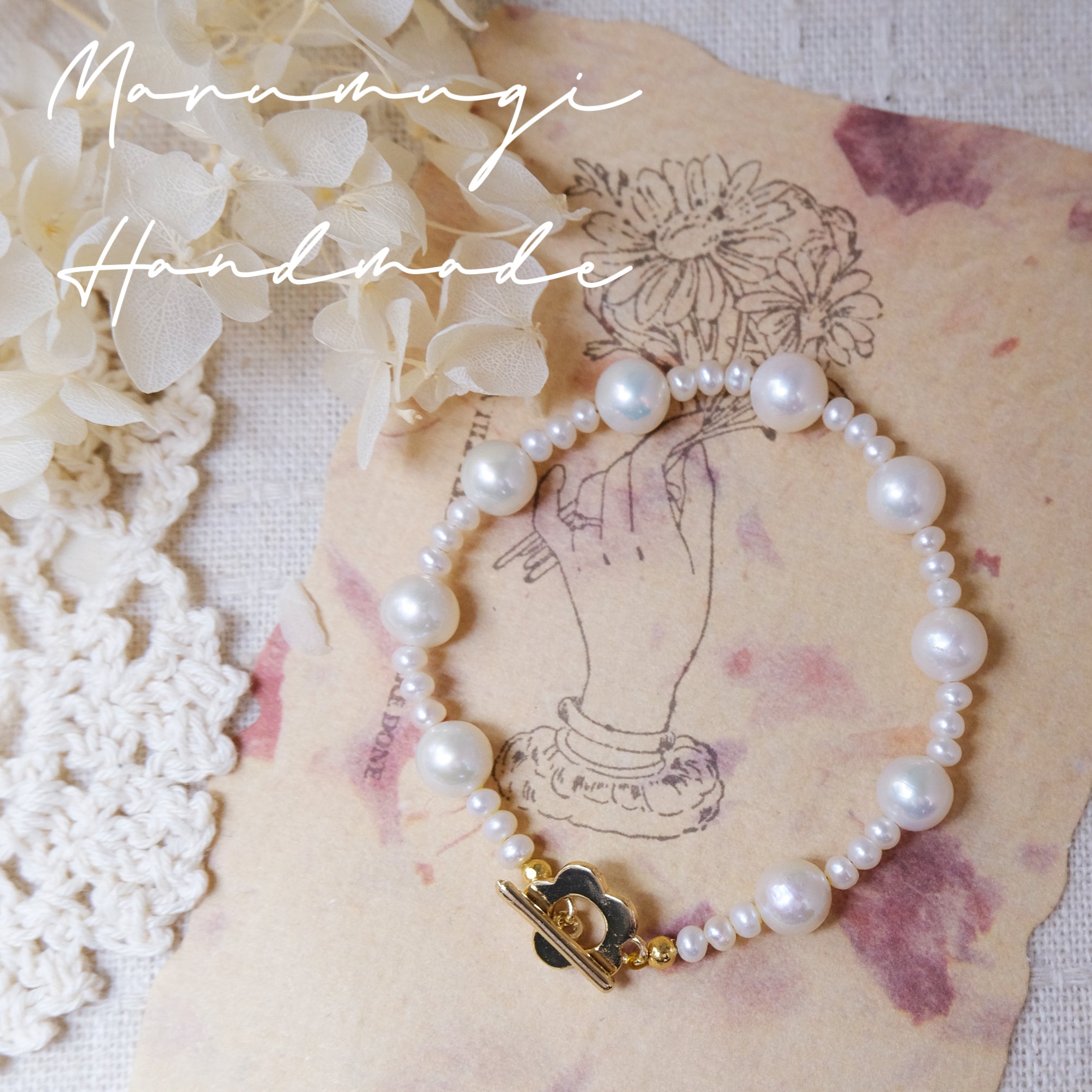 pearl flowerﾟ・*:.｡❁ ぷっくり可愛い淡水パールのお花♡ 天然