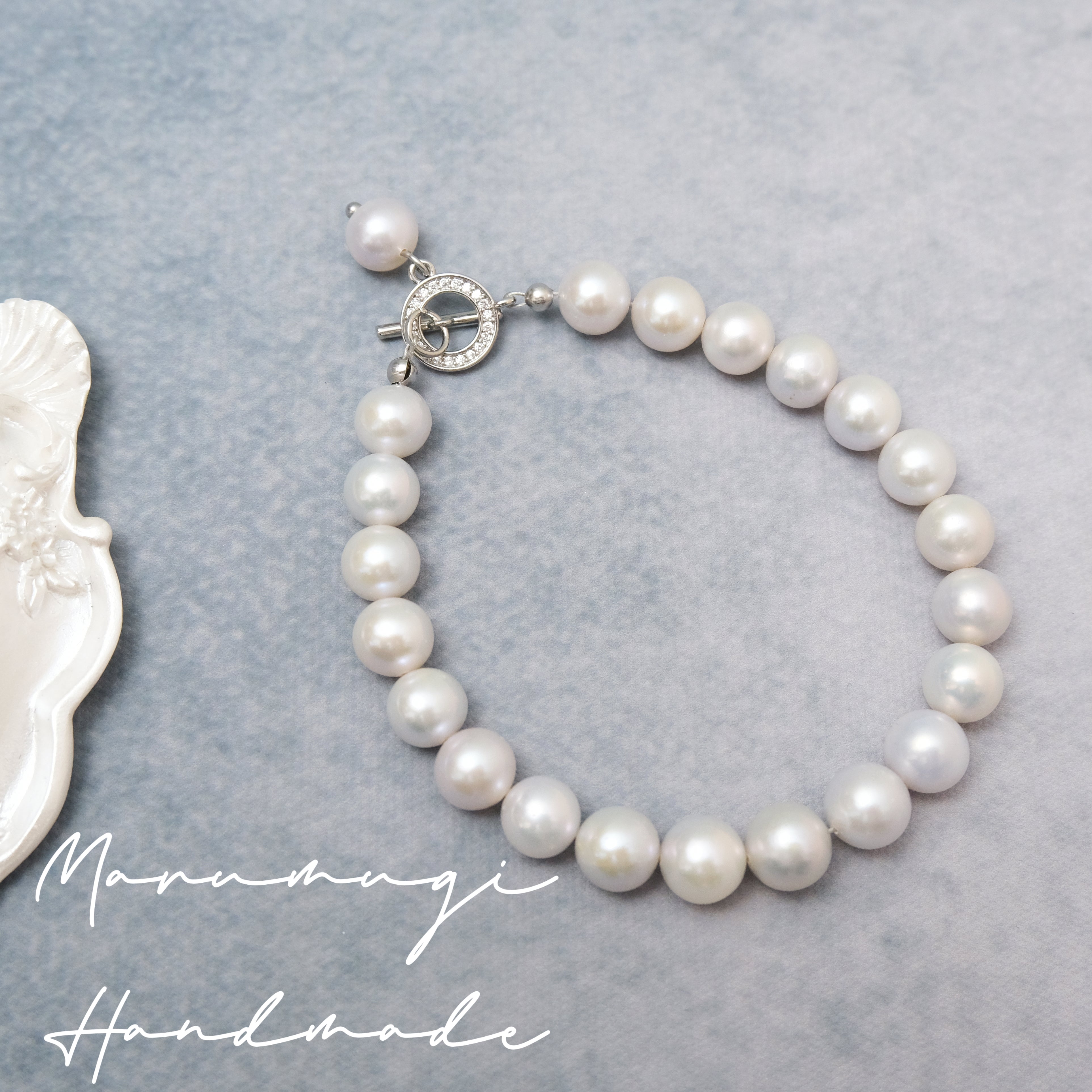 高級 淡水パール 天然パール ブレスレット 高級感淡水パールブレスレット – MaruMugi handmade