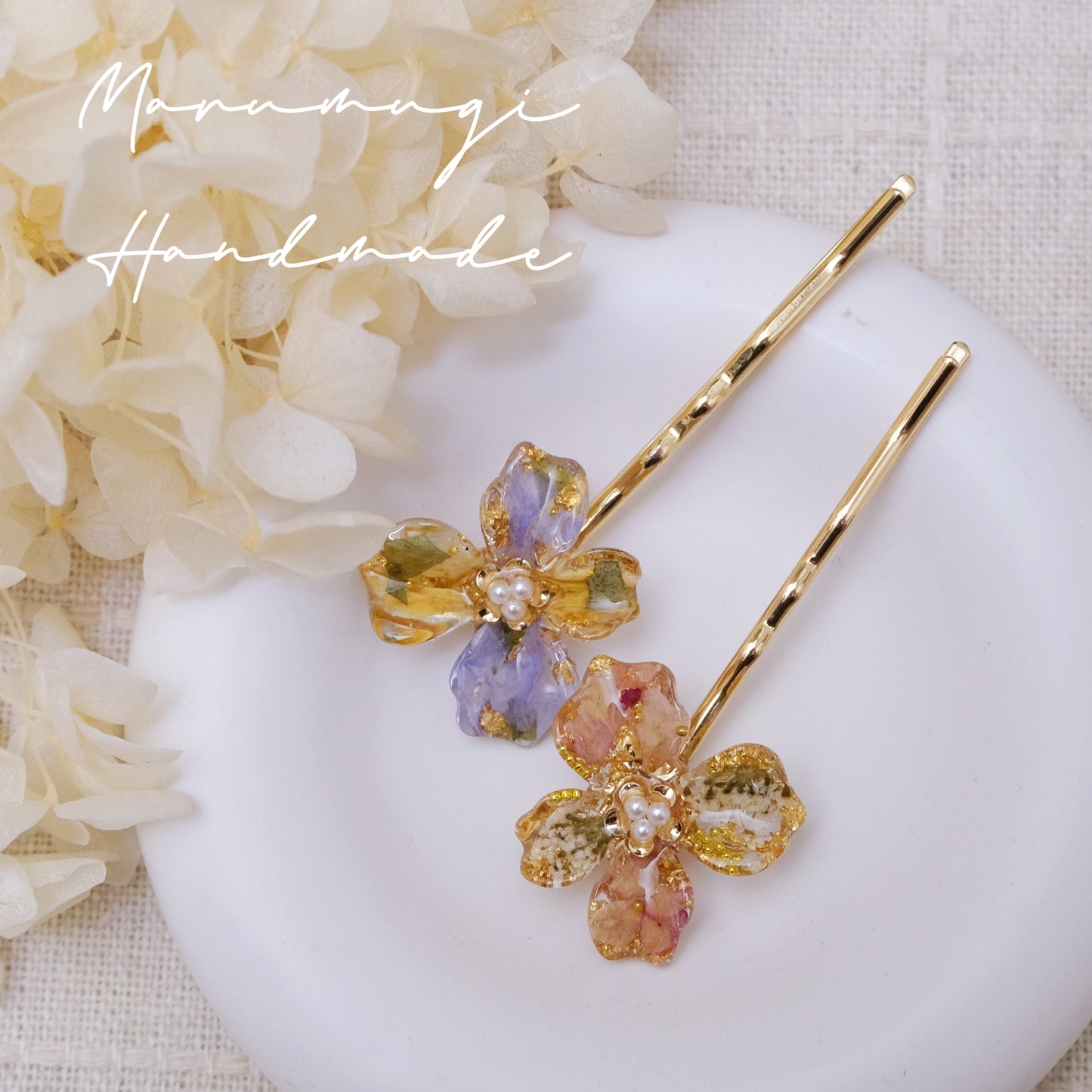 現品「花の雫」ピアス・リング・ヘアクリップ