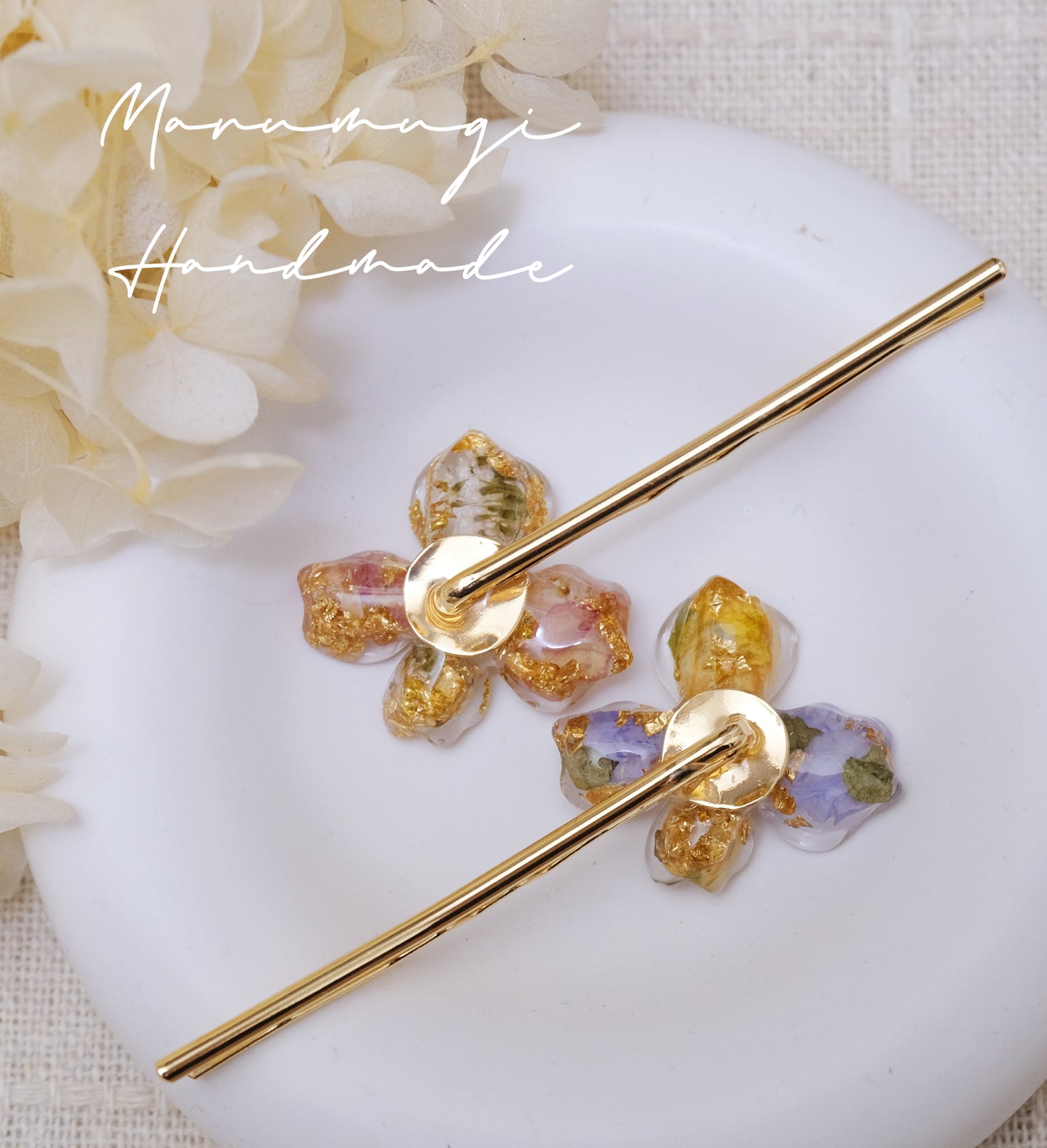 現品「花の雫」ピアス・リング・ヘアクリップ