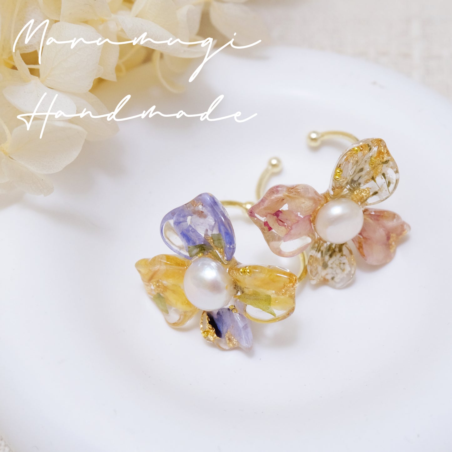 現品「花の雫」ピアス・リング・ヘアクリップ