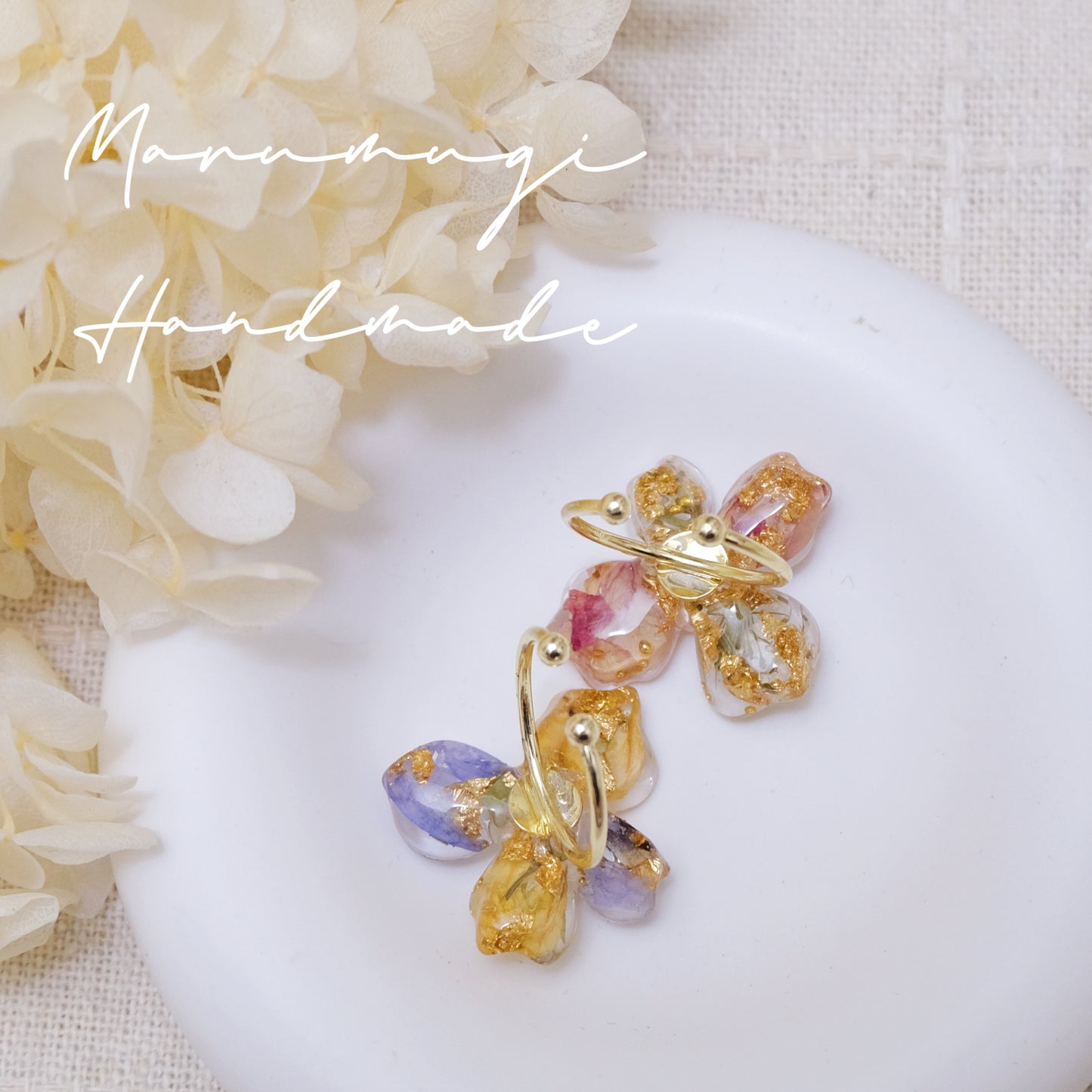 現品「花の雫」ピアス・リング・ヘアクリップ
