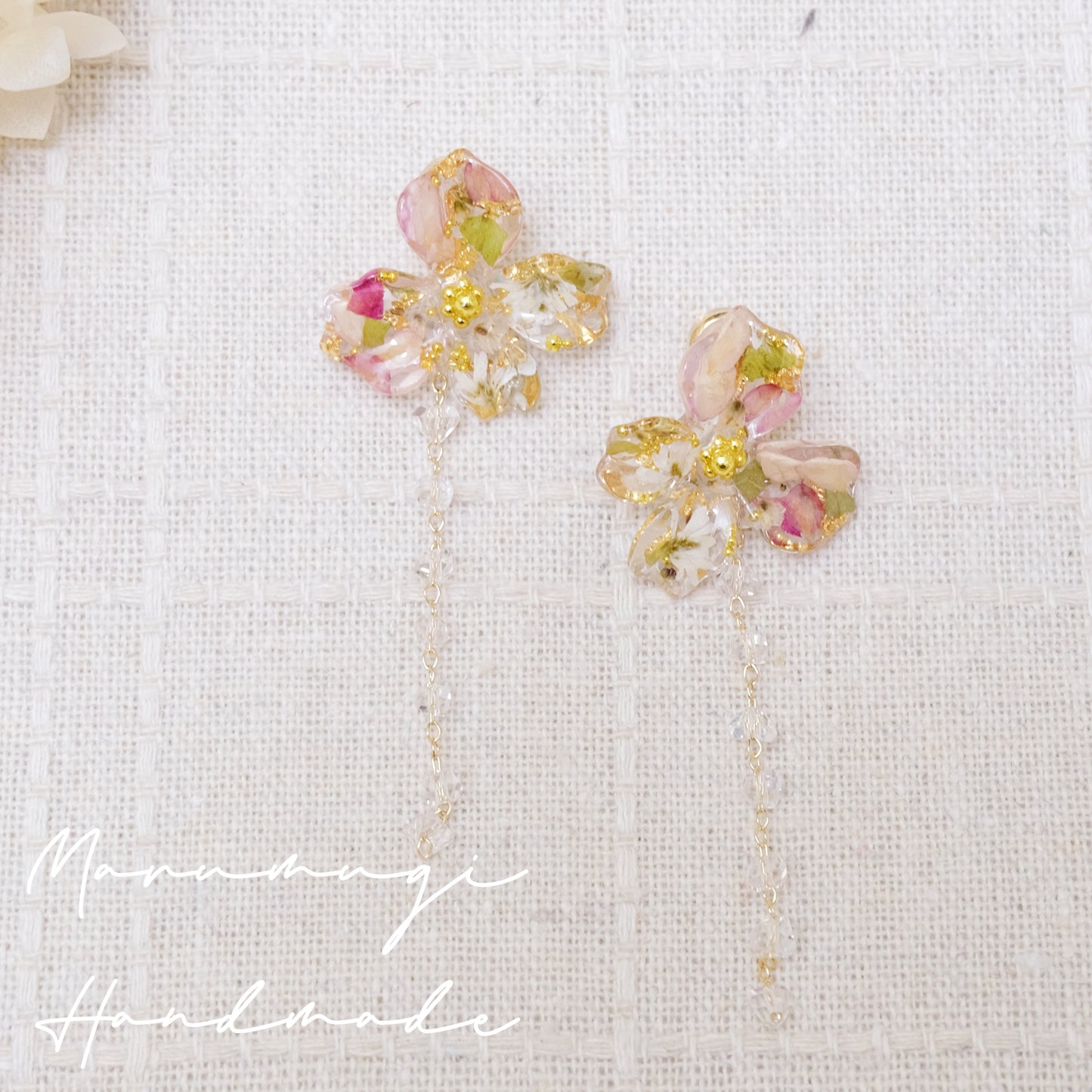 現品「花の雫」ピアス・リング・ヘアクリップ