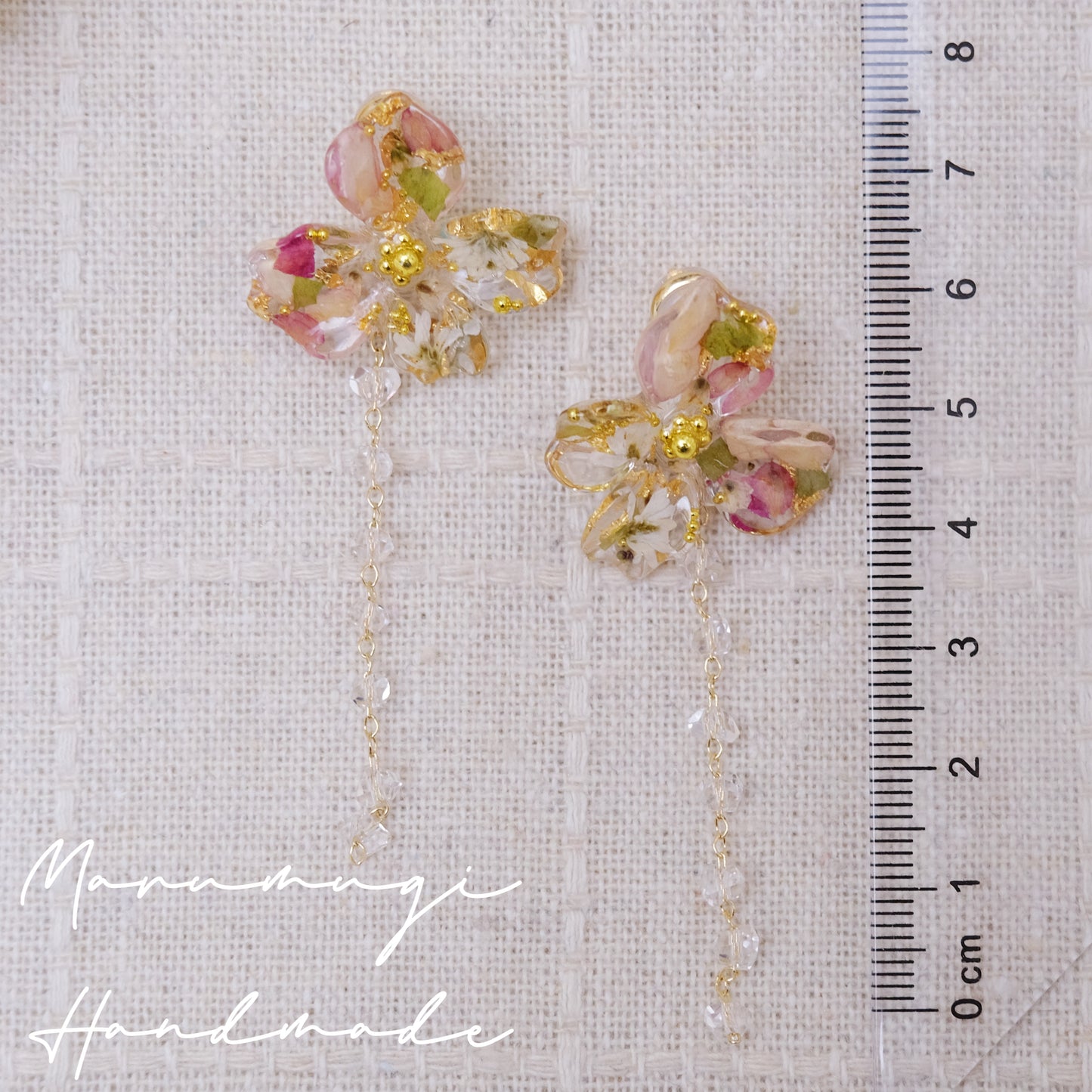 現品「花の雫」ピアス・リング・ヘアクリップ
