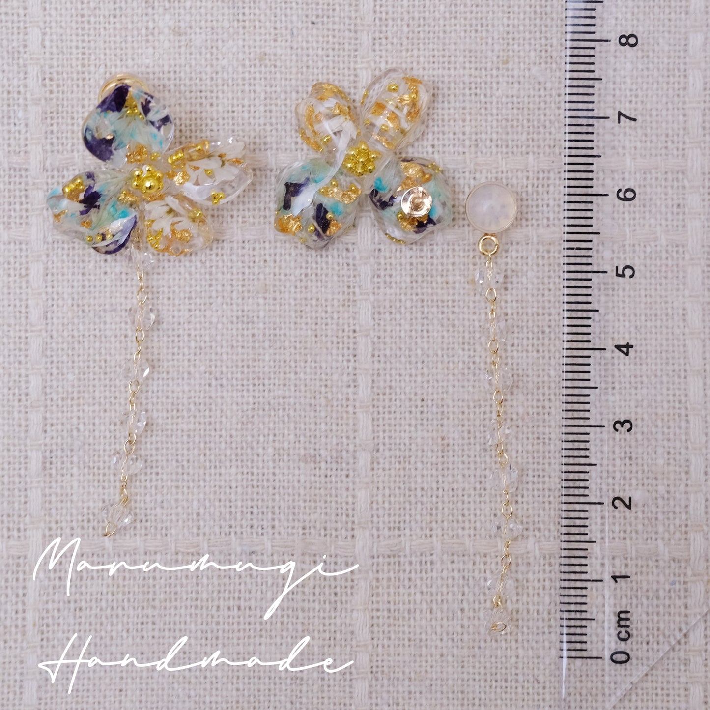 現品「花の雫」ピアス・リング・ヘアクリップ