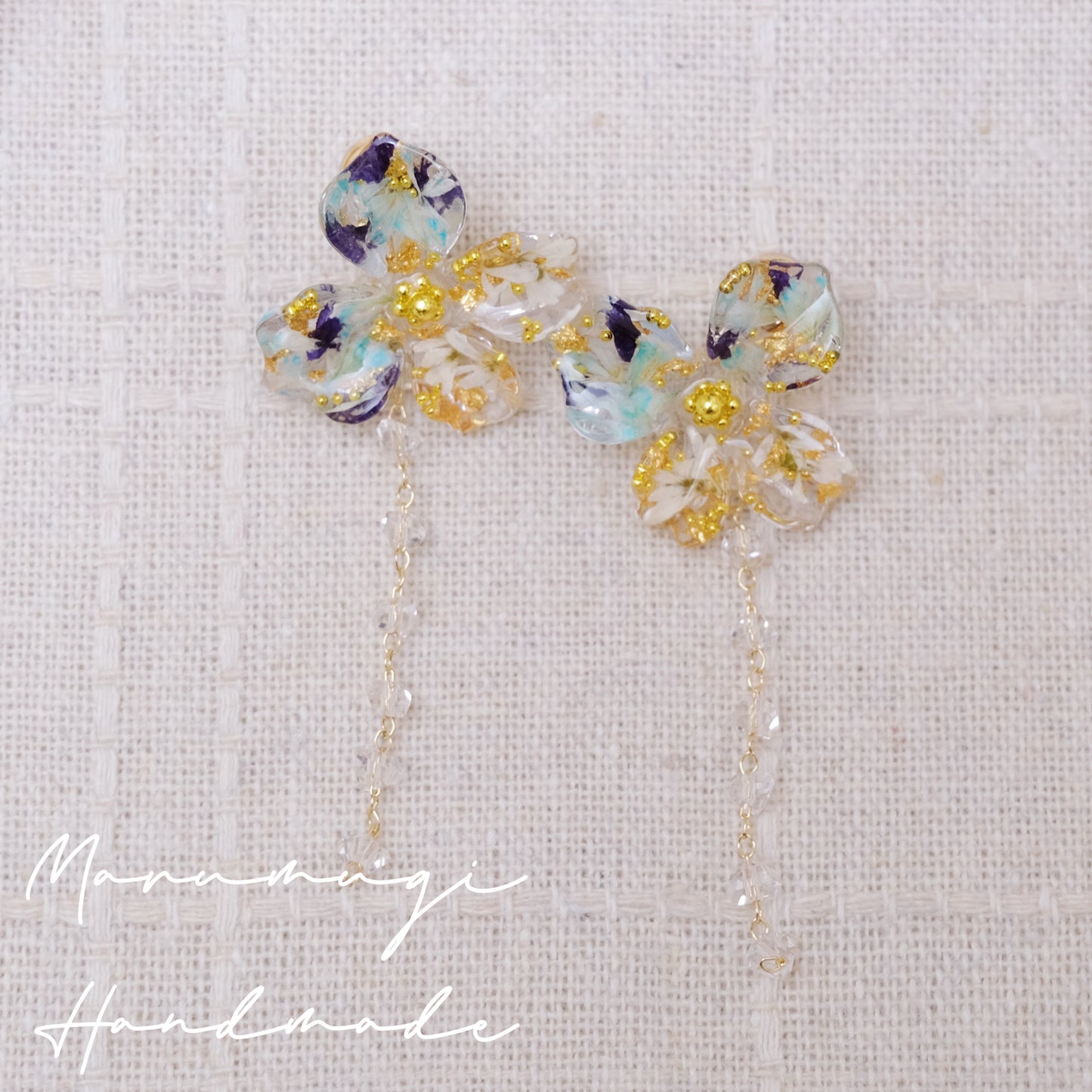 現品「花の雫」ピアス・リング・ヘアクリップ