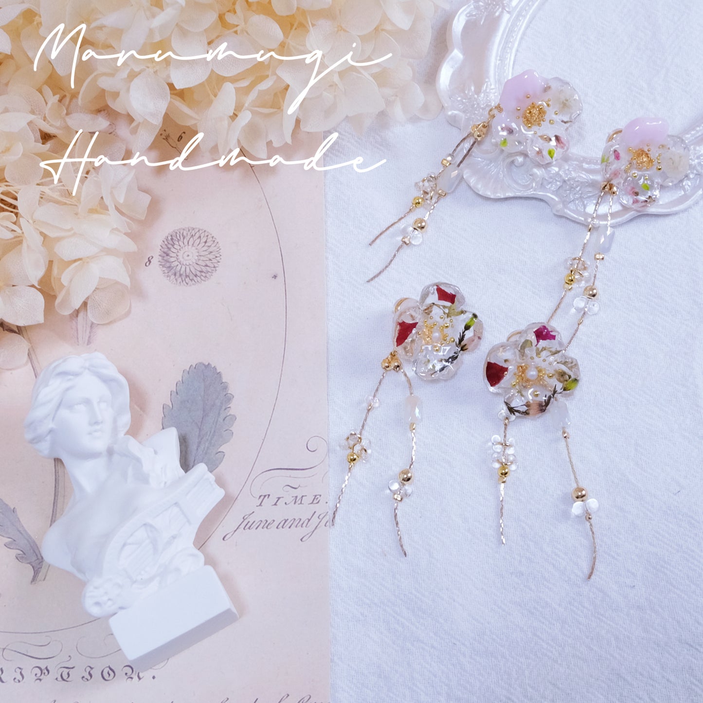 現品「ローズ🌹×金箔」ピアス（イヤリングにも変更可）