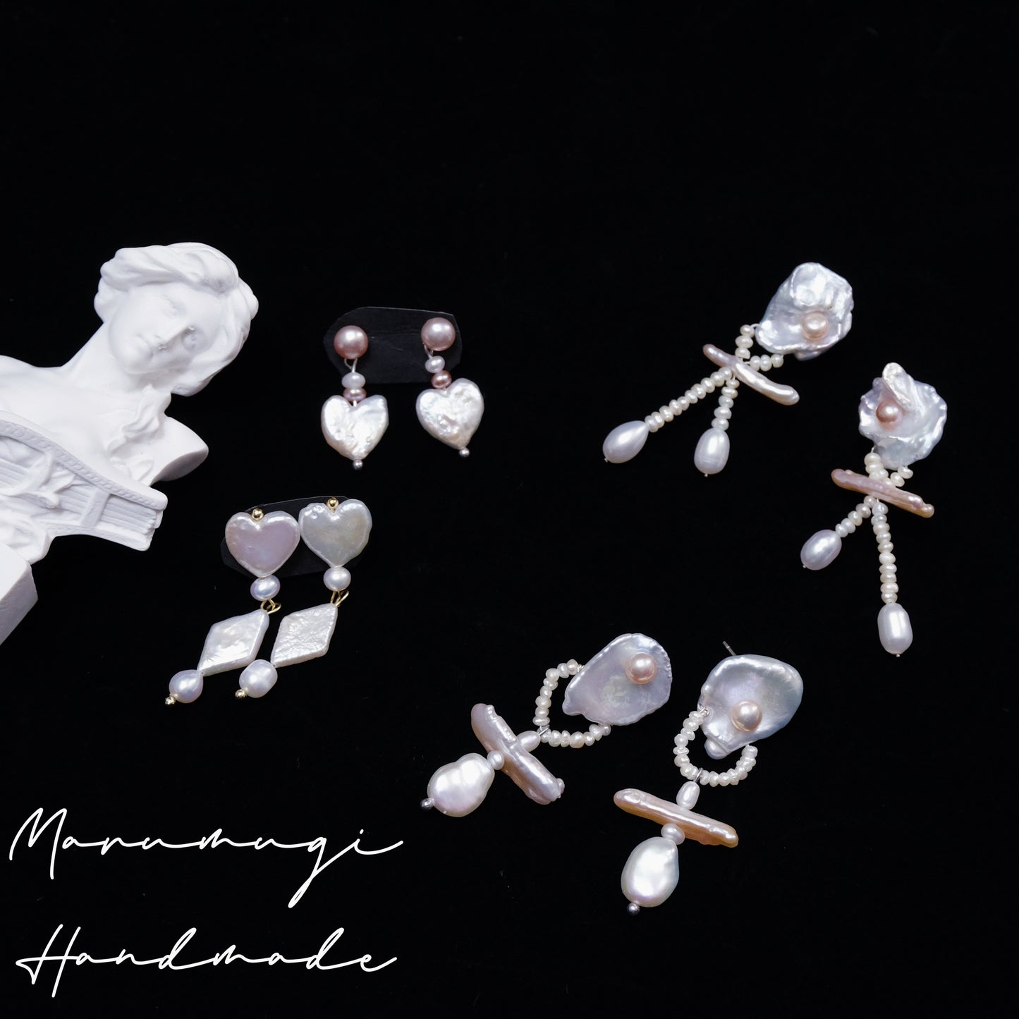 現品 ゆらゆらバロックパールピアス（イヤリングにも変更可）