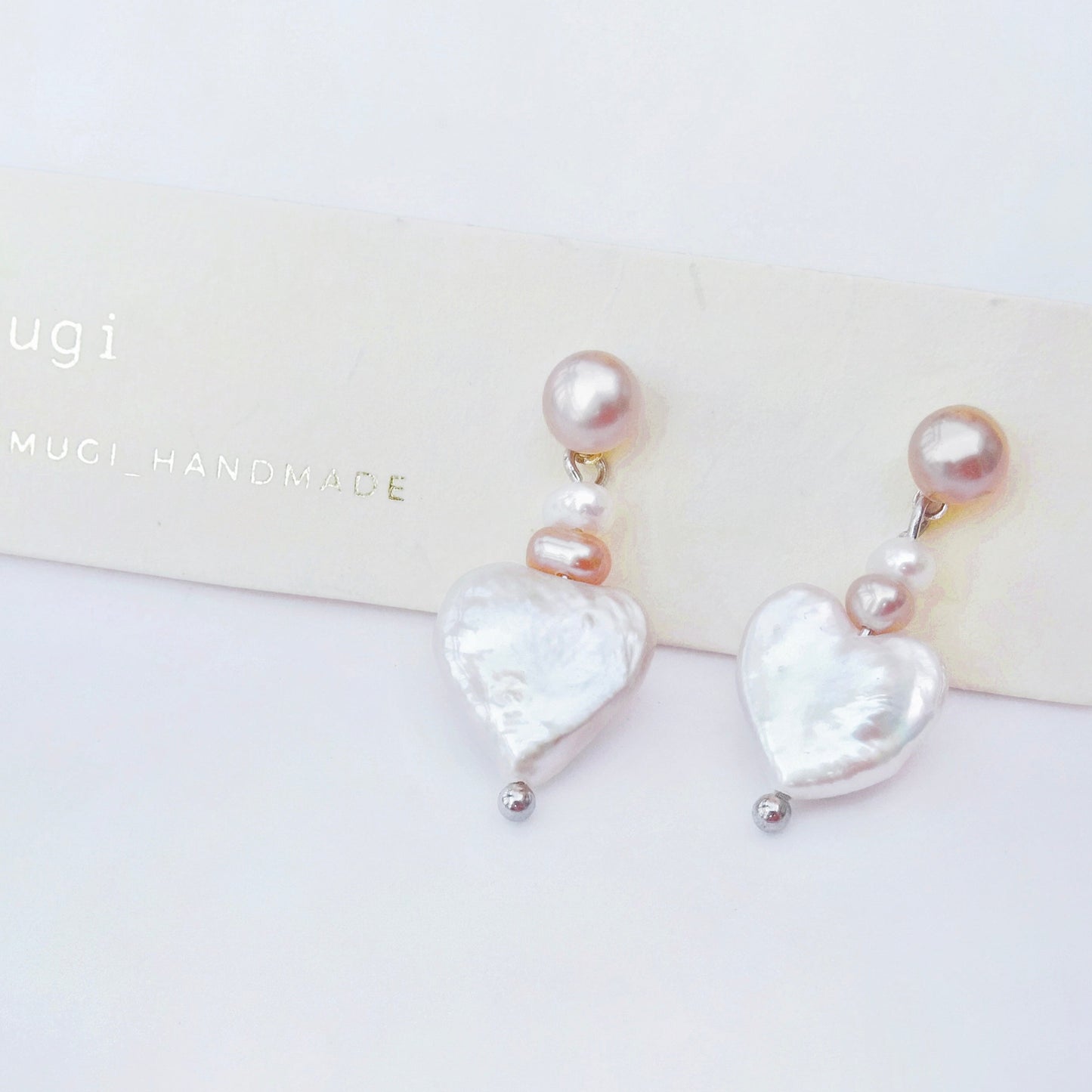 ちょー優しい\ ♥ハート/ 天然淡水パールピアス･イヤリング交換可 雰囲気 上品 アレルギー対応