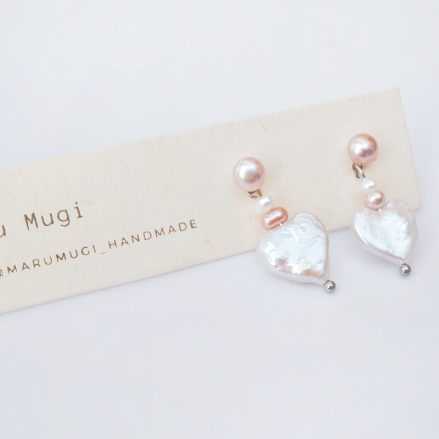 ちょー優しい\ ♥ハート/ 天然淡水パールピアス･イヤリング交換可 雰囲気 上品 アレルギー対応