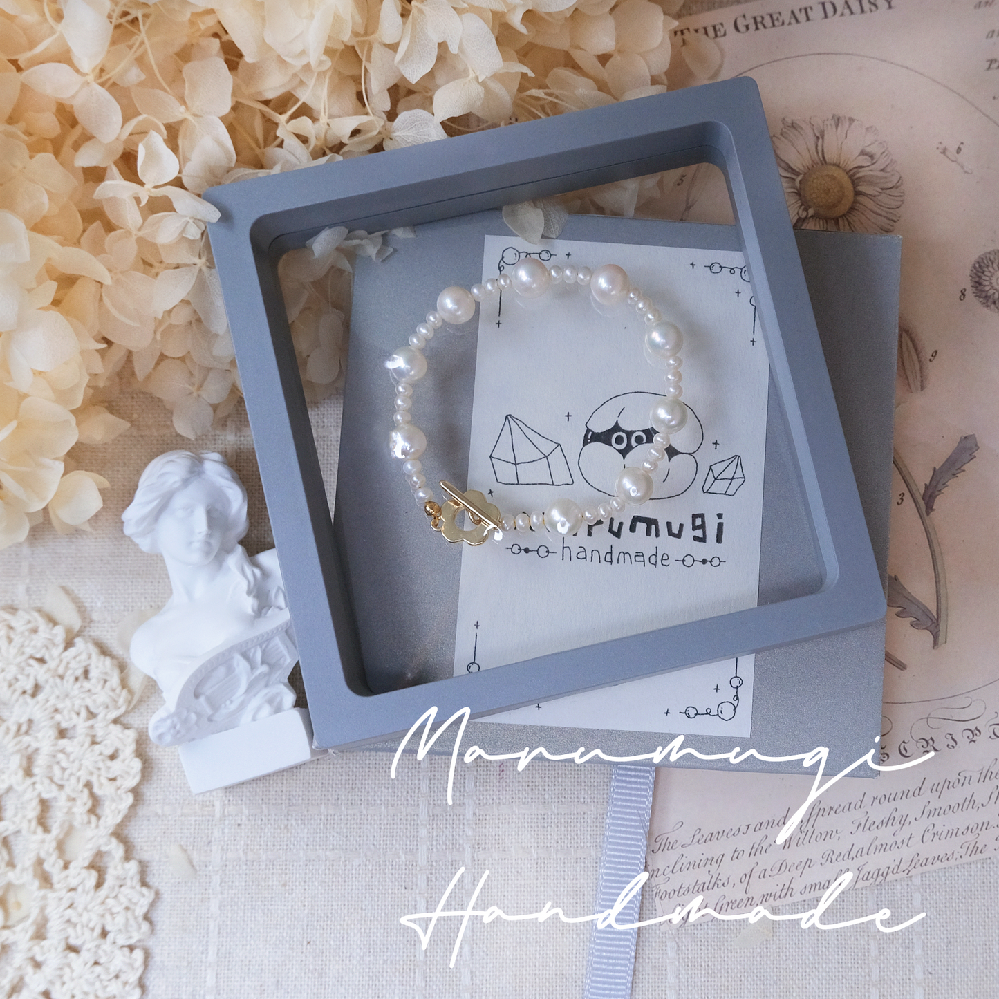 現品「小花×天然淡水パール」ブレスレット𓈒𓏸