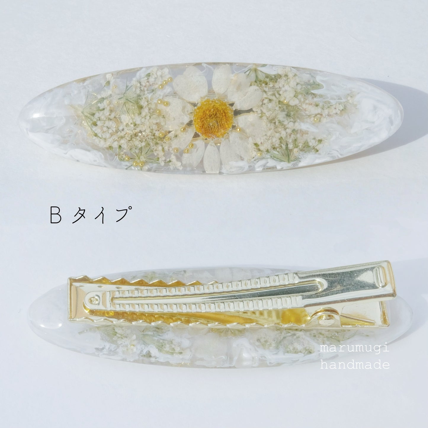 【夏セール10%off】【夏ヘアクリップ特集】❁雛菊×レースフラワー⊹꙳ヘアクリップ14kgf 透明感