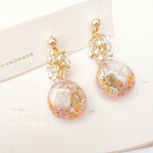 【夏セール10%off】「レースフラワー」ピアス・イヤリング変更可  大ぶり sv925製 アレルギー対応 うるうる ゆらゆら
