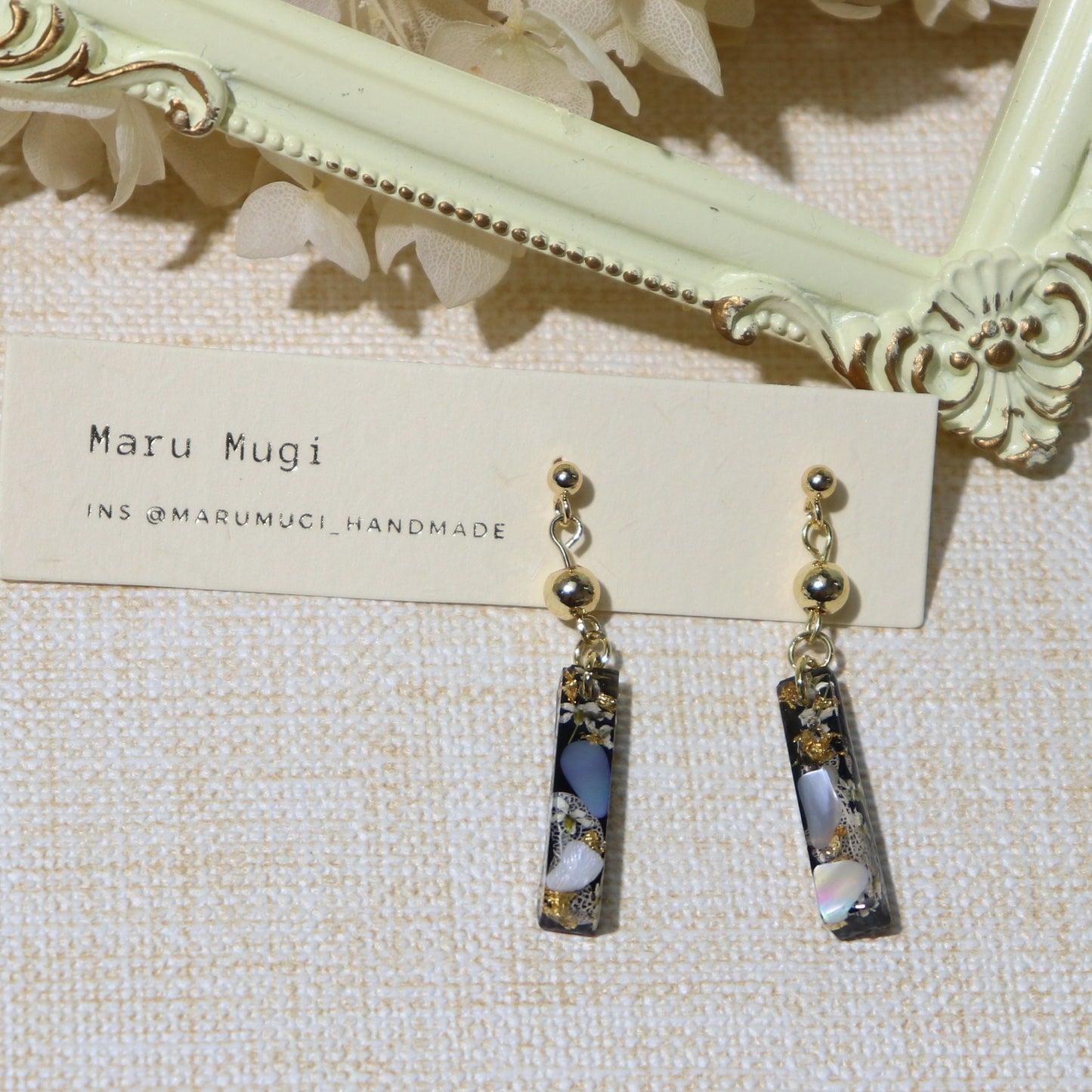 現品「夕凪」ロングピアス（イヤリングにも変更可）